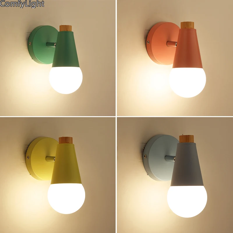 

modern Wall Lamp sconces LED light Nordic kid bedroom bedside Loft indoor Home fixture lighting kitchen color Bar Cafe Decor