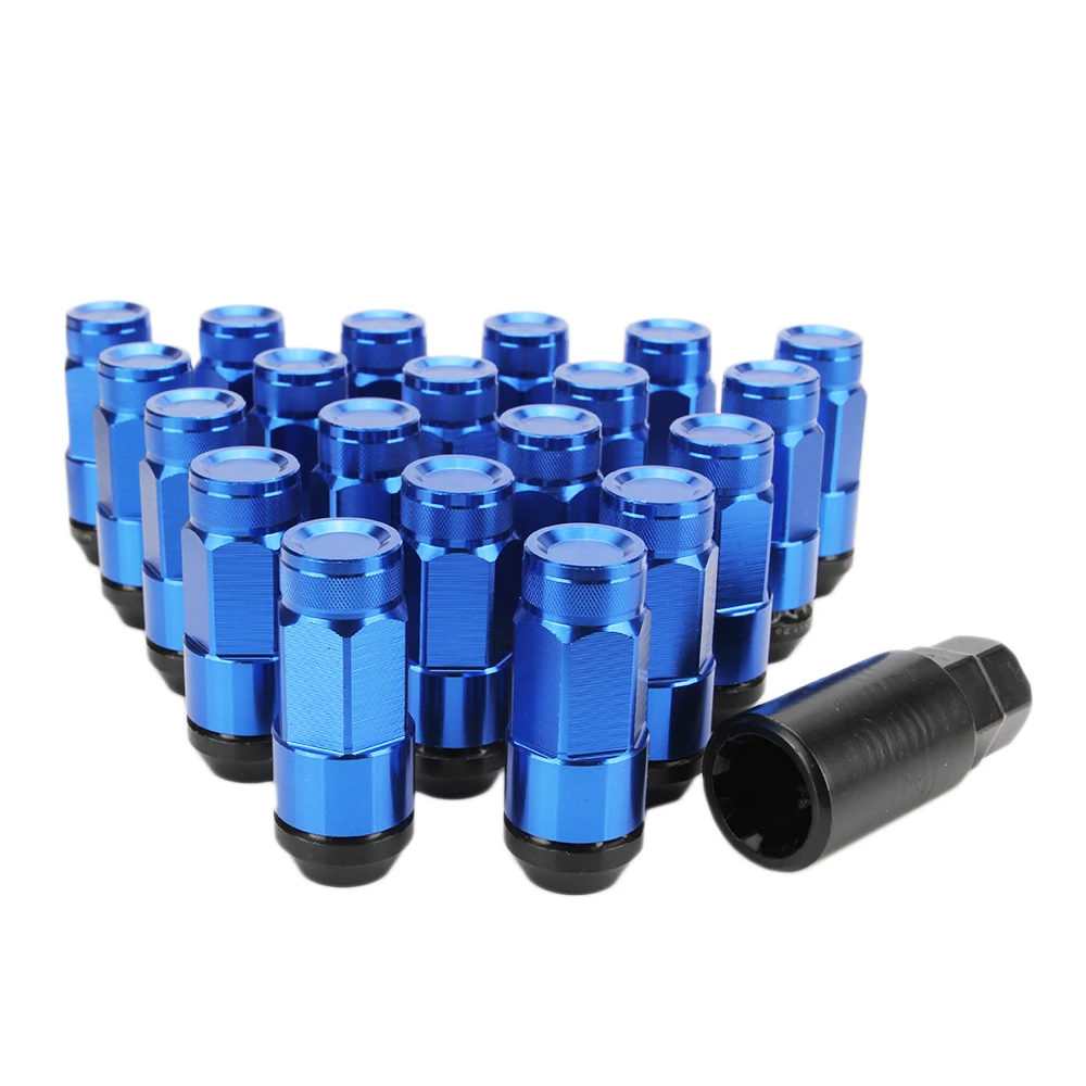 blue Высокое качество 20x сплав сталь Сплит Тип противоугонные гайки M12X1.25/M12X1.5 универсальные автомобильные стопорные гайки колеса с 1 ключом безопасности - Название цвета: blue