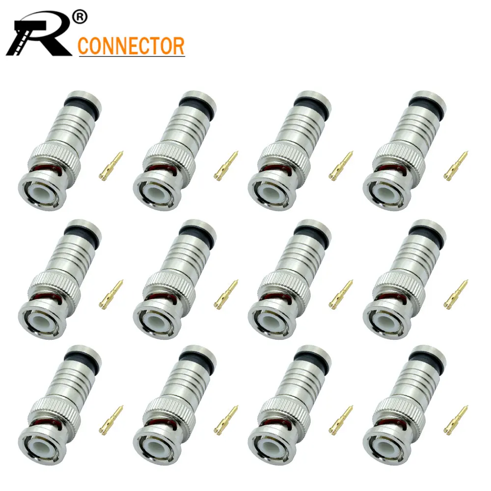 

BNC соединитель мужской компрессионный коаксиальный CCTV кабель Conector bnc изоляция конвертор для системы видеонаблюдения комплект 12 шт./лот