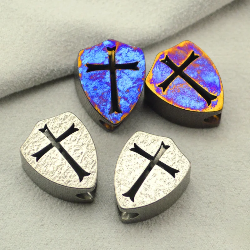 1pc Titanium Alloy Roasted Blue Cross Knife Paracord Pendants Umbrella Rope Beads EDC Tools DIY Accessory Lanyard Keychain Toys