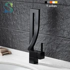 Смеситель для ванной комнаты, квадратный хромированный никелевый кран для горячей и холодной воды, крепление наверху на раковину