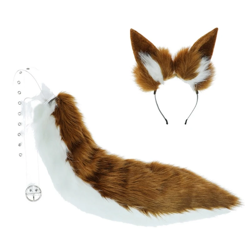 

Fluffy Fox Ears Hair Band/Animal Tail Soft Plush Costume Party Props Prank Lolita Dressup Cloth Accs Entertainment Decor