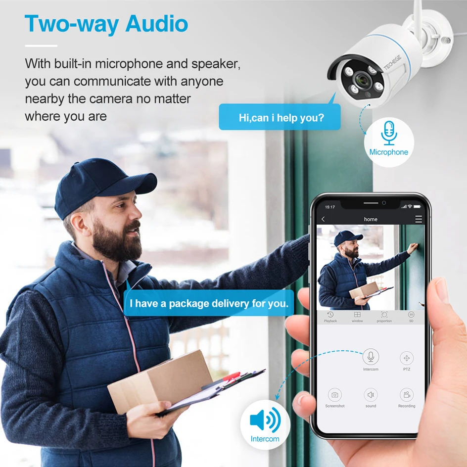 Беспроводная система видеонаблюдения Techege водонепроницаемая уличная Wi Fi камера 3