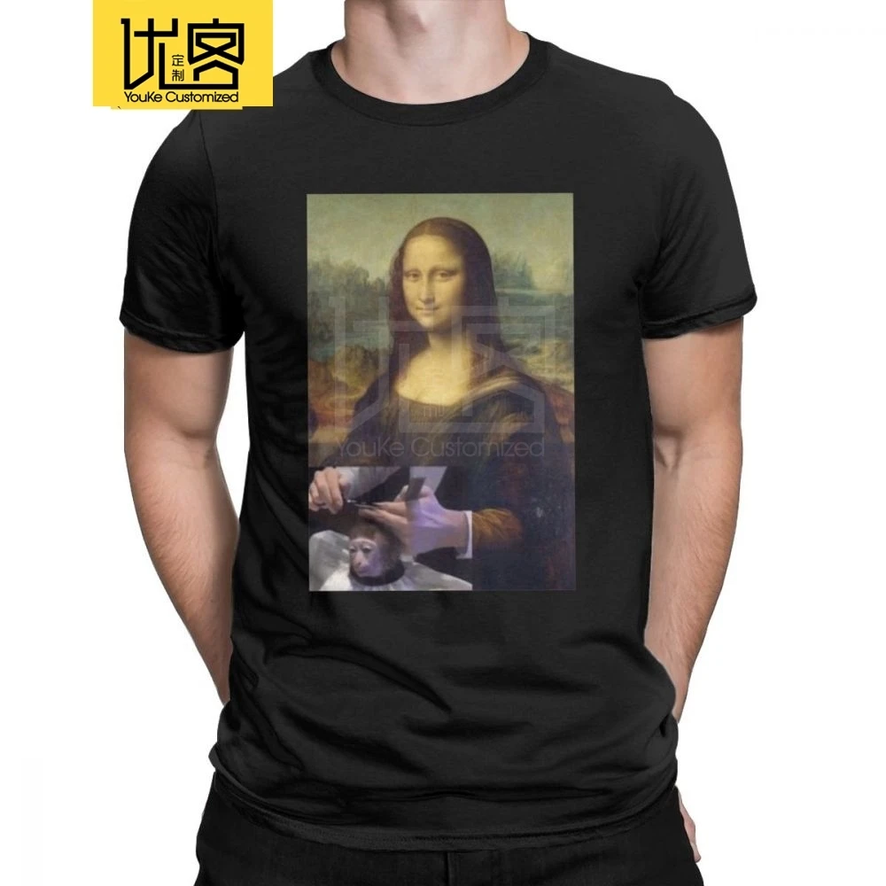 Mona Lisa футболка с обезьянкой для стрижки Мужская Дизайнерская одежда хипстерская