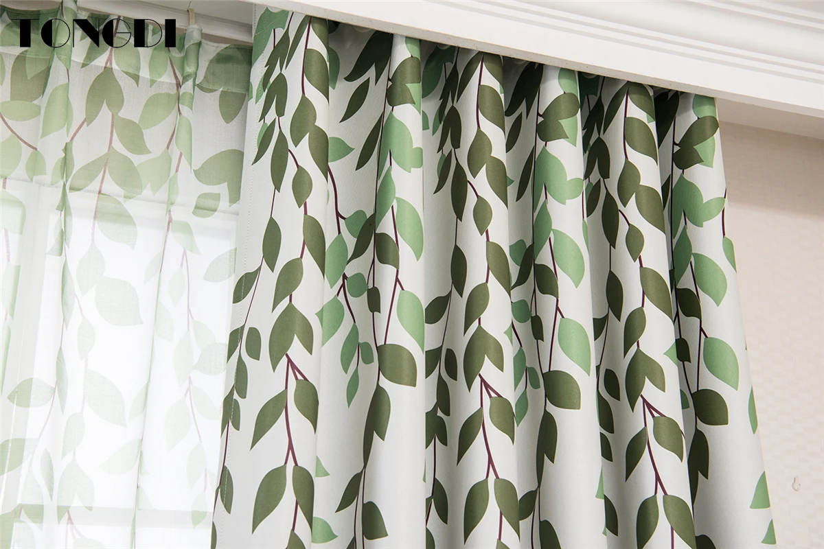 Затемняющие шторы TONGDI элегантные высококачественные с принтом в виде ивы