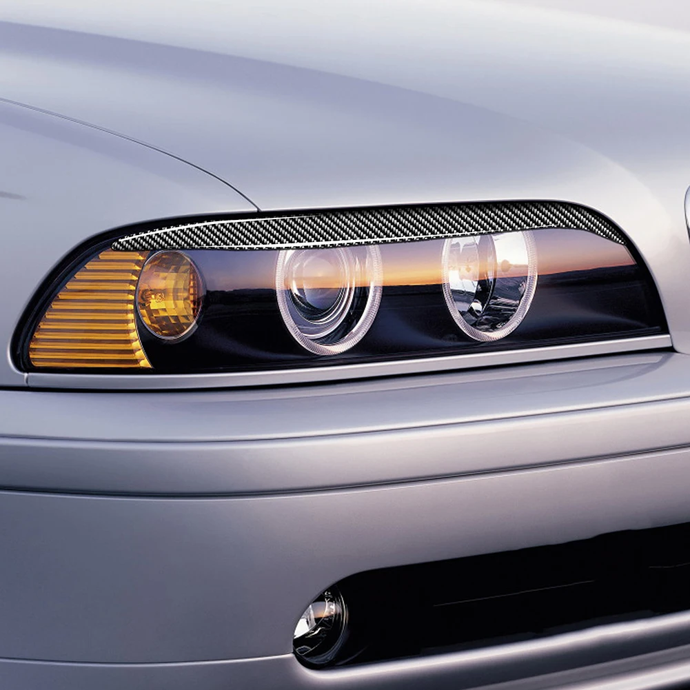 

1Pair Epoxy Carbon Fiber Headlight Eyelids Cover Trim for BMW E39 1997-2003