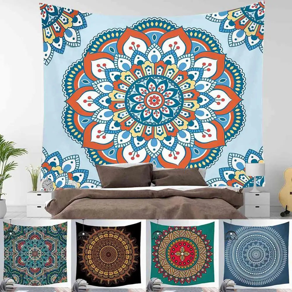Индийский гобелен мандалы 1 5 х м богемный декор домашний настенный подвесной