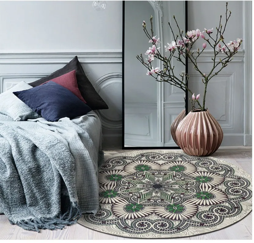 Этнический Boho напольный коврик для гардеробной и ковры коврик для йоги с мандалой Хиппи Мандала нескользящий круглый ковер для гостиной