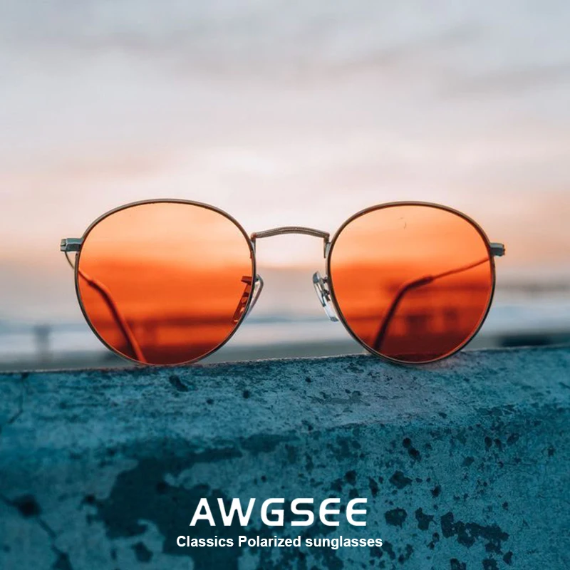 

AWGSEE Classic Vintage Round Sunglasses Women/Men Small Metal Frame Brand Designer Mirror Sunglasses Luxury Oculos UV protection