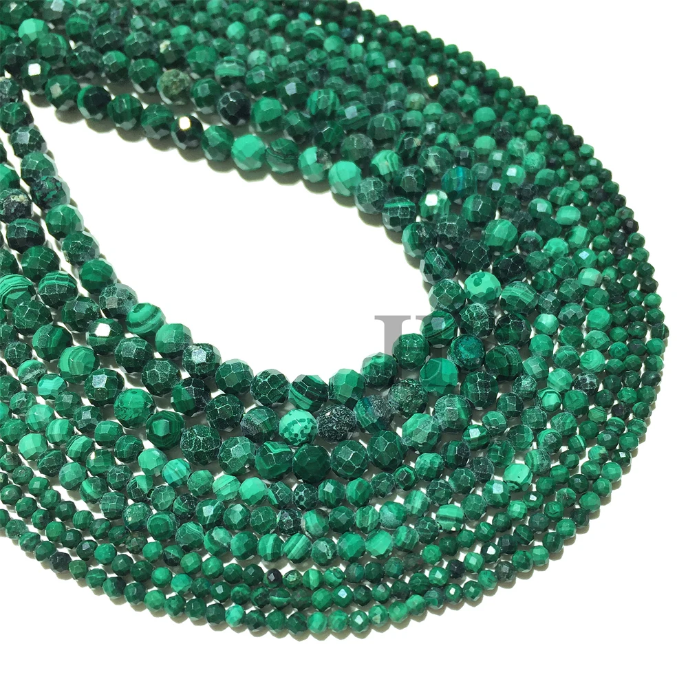 

Natural Malachite Faceted Beads Small Size Round Loose Bead Healing Energy Jewelry Making DIY Bracelet Necklace Design 2 3 4 mm