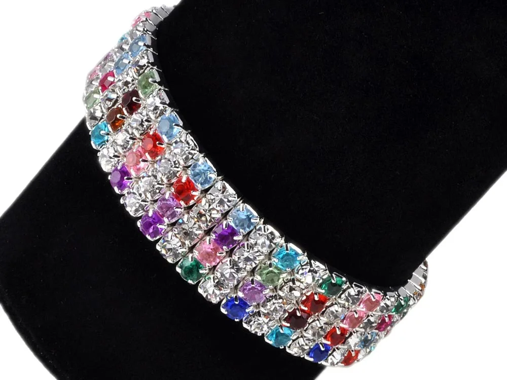 Imixlot Горячая Мода 4/5/8 со стразами в ряд Свадебные Браслет Bling Для женщин ювелирные изделия