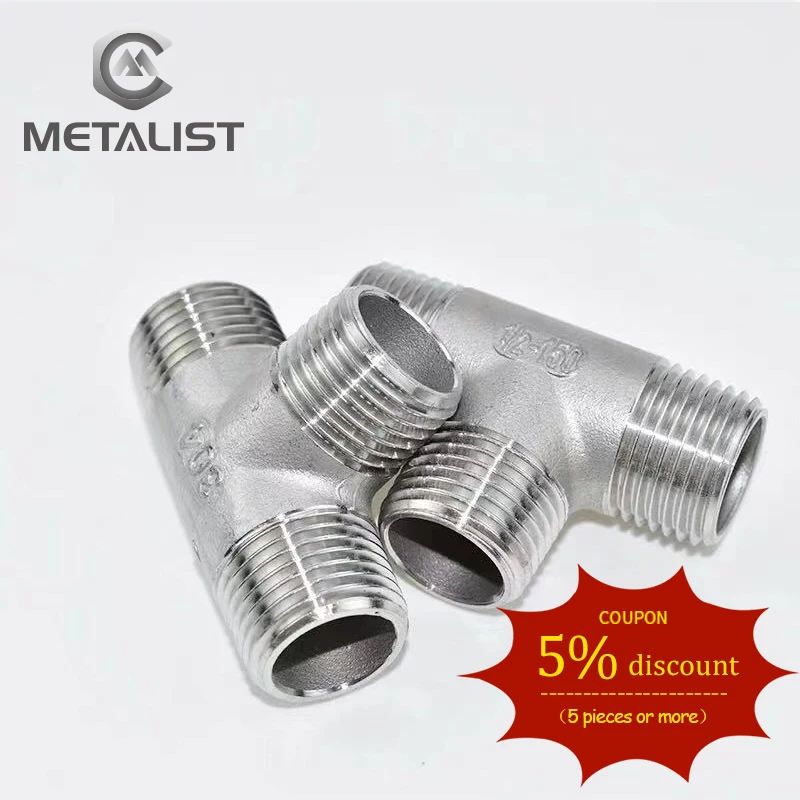 Металлист 1/4 &quotDN8 BSPT мужской * резьбовой тройник тип 3 способ SS304 фитинг