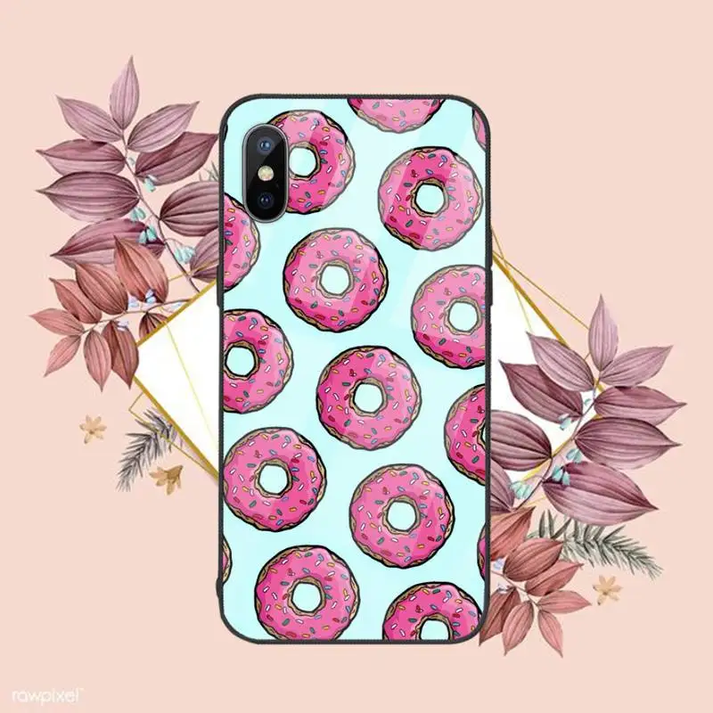 

Pizza French fries Doughnut food Phone Case Tempered glass For iphone 6 6S 7 8 plus X XS XR 11 12 mini PRO MAX