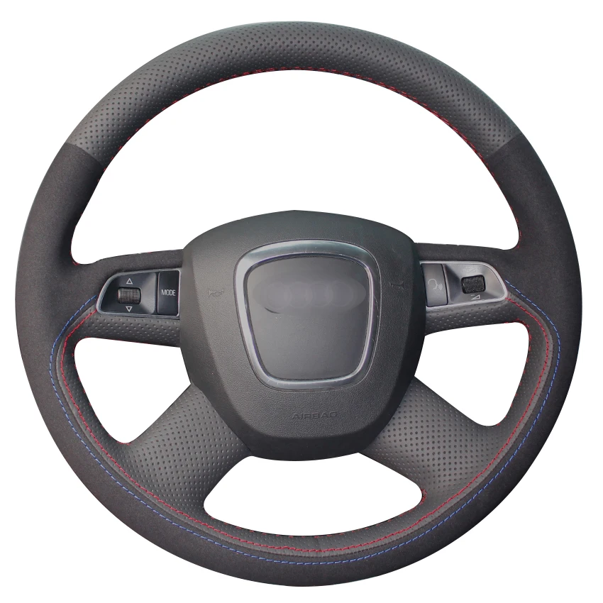 Черный замшевый чехол рулевого колеса автомобиля из натуральной кожи для Audi Old A4