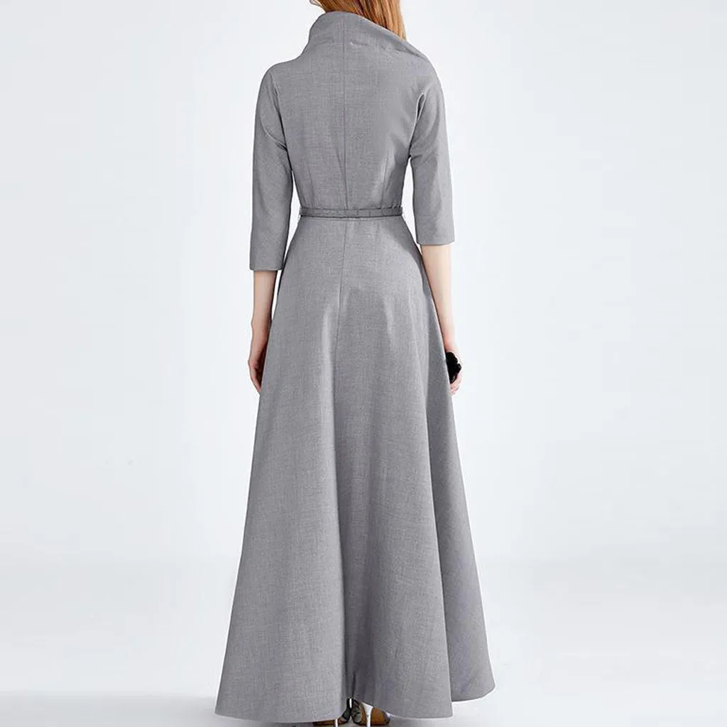 Женское платье винтажные элегантные платья однотонные с рукавом три четверти