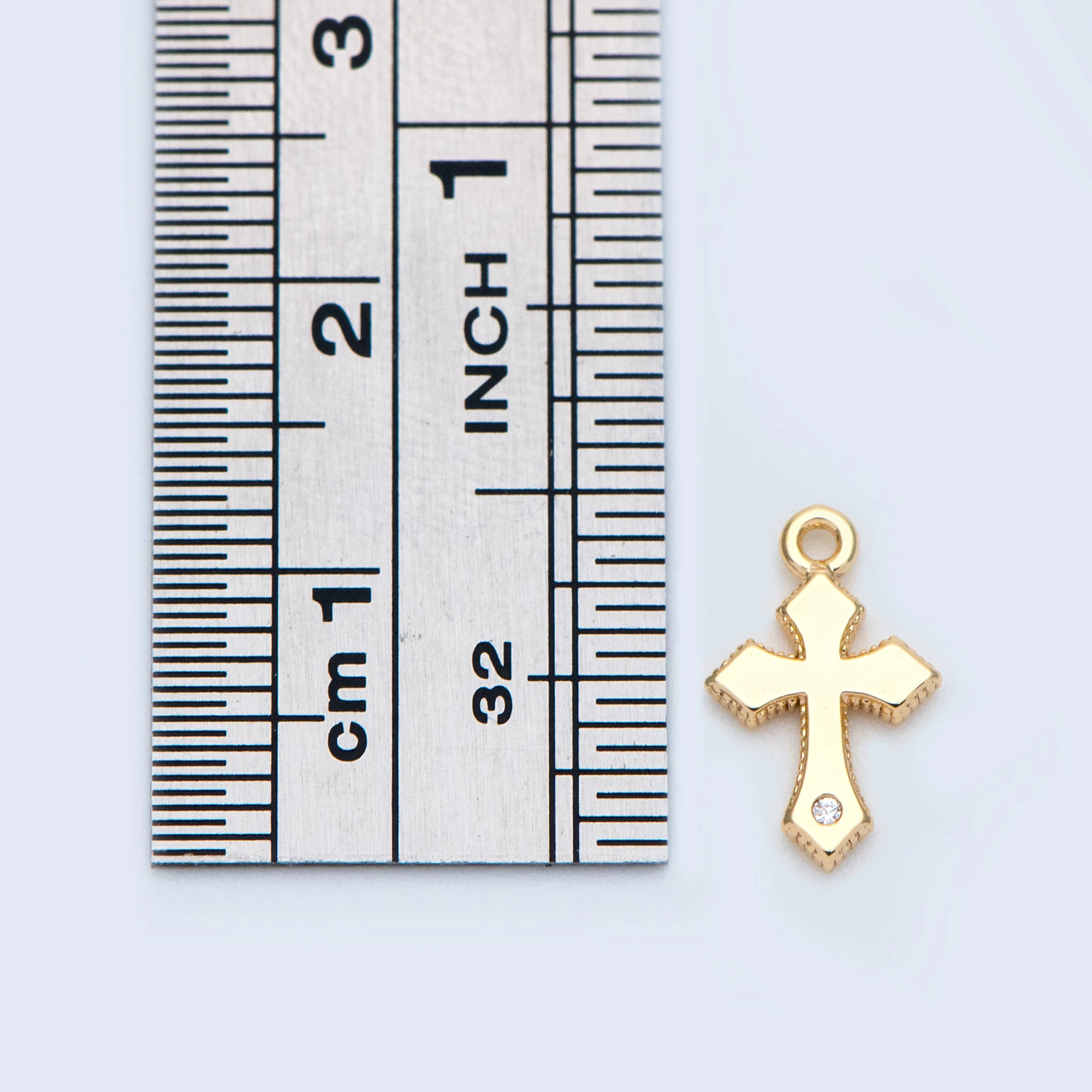 10 шт Позолоченные латуни Крест Браслеты с подвесками CZ вымощенное крест подвески