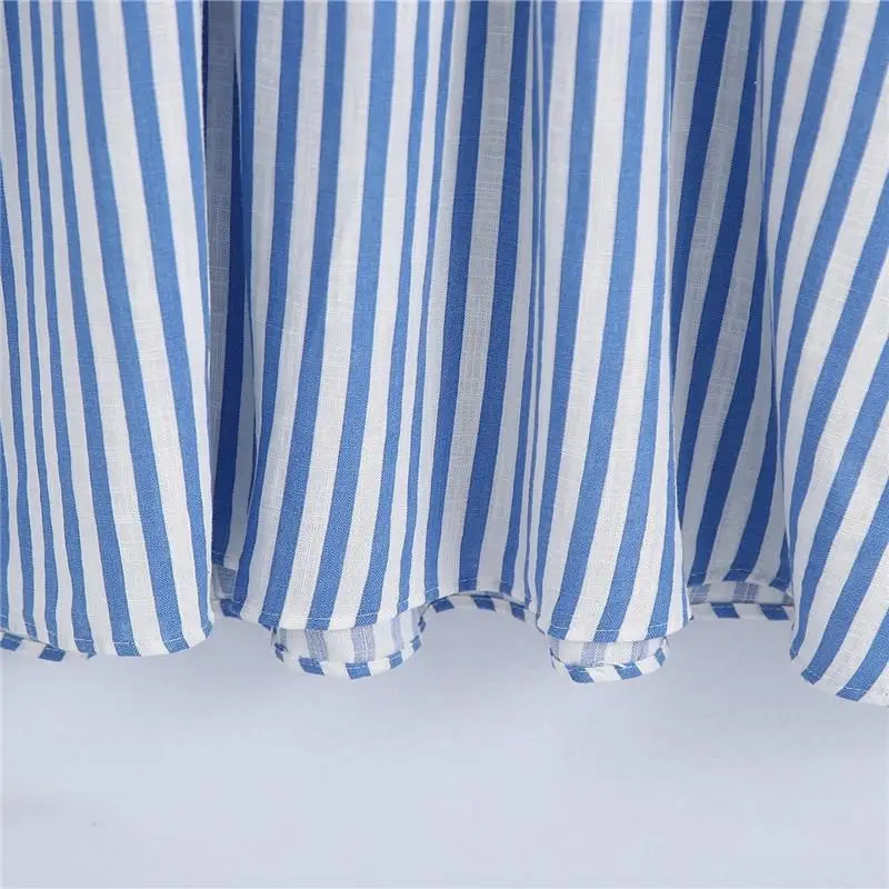 

Za Blue Striped Long Summer Dress 2021 Women Ruffle Sleeveless Straps Sundress Female Smocked Elastic Waist Elegant Dresses