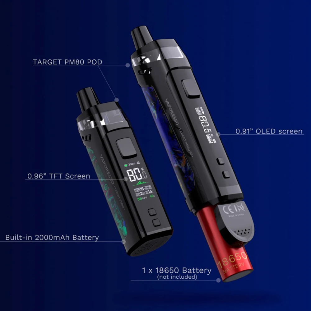 Горячая Распродажа Vaporesso Target PM80 Se Pod Kit с 4 мл TARGET POD 0 2/18650 Ом GTX катушка питание от