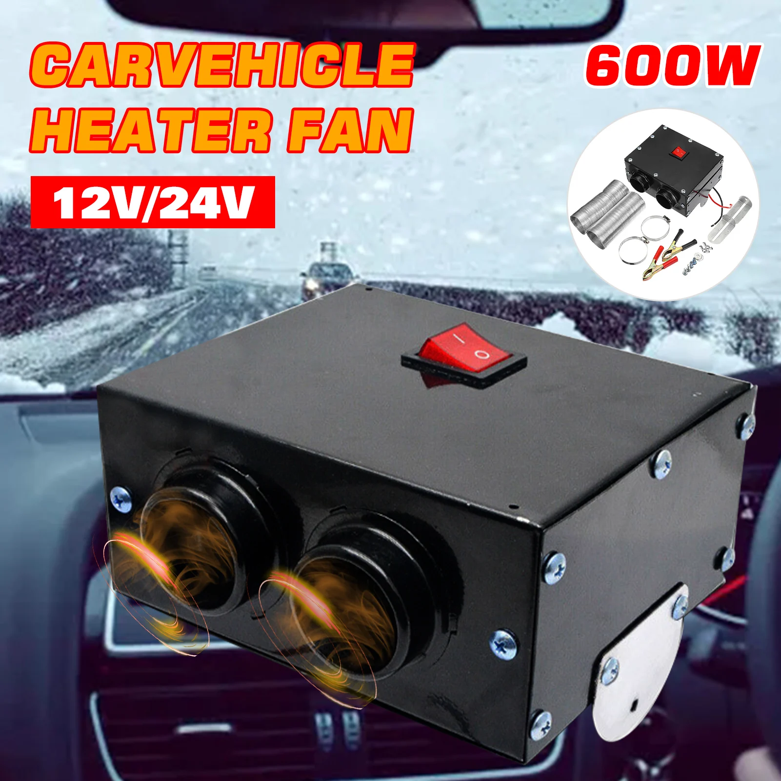 

2 Holes Car Heater Fan Manual Automobile Warmer Defroster 12V/24V 600W Car Accessories For RV Boats Motorhome Trucks Trailer
