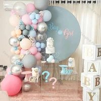 74pcs macaron blue hot pink matte grey cream peach silver balloons arch kit gender reveal baby shower birthday party favors