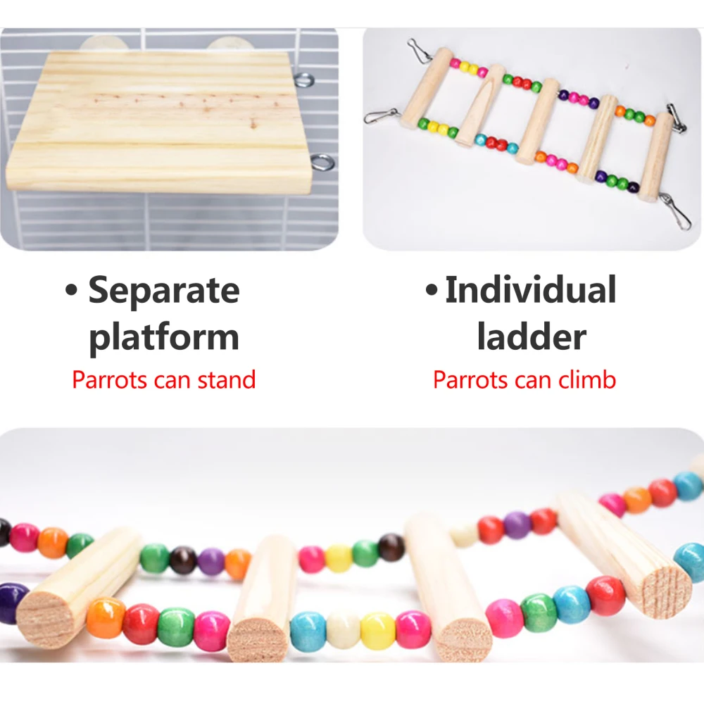 Игрушки для птиц подвесные разноцветные шарики с натуральным деревом клетка