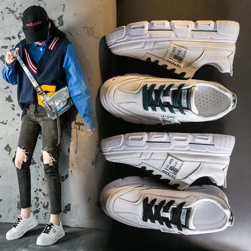 

2020 Spring New Style Women's Extra High Breathable Casual Shoes WOMEN'S Shoes Versatile White Shoes Woman Sneakers
