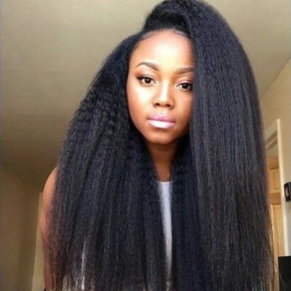 Прямые человеческие волосы Yaki парики из человеческих волос дешевые бразильские