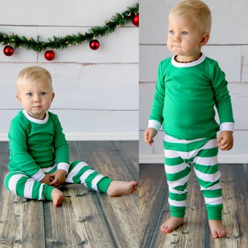 Рождество красного и зеленого цветов в полоску с длинными рукавами одежда для
