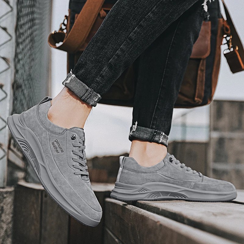 Мужские кроссовки на плоской подошве кожаные Уличная обувь для молодежи | Обувь