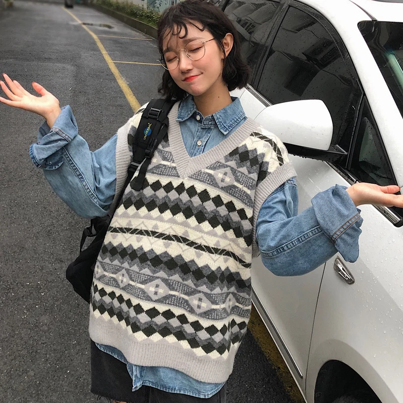 Новинка 2019 года сезон весна осень Пара моделей клетчатый жилет с v образным