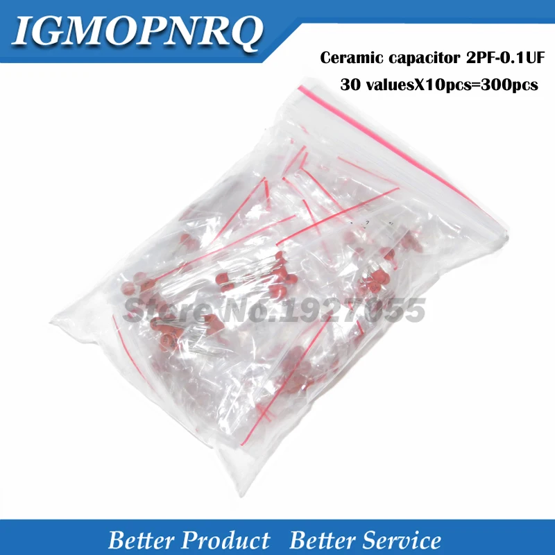 

30valuesX10pcs=300pcs Ceramic capacitor 2PF-0.1UF 2PF 3PF 680PF 1NF 1.5NF 68NF 100NF 0.1UF ETC component diy samples kit NEW