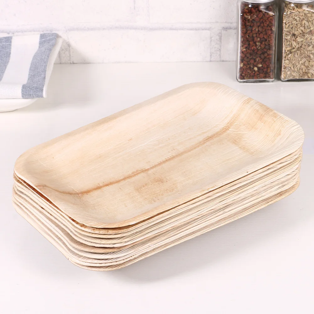 

5PCS Disposable Degradable Wooden Plates Cake Dessert Fruit Dishes Party Tableware Supplies (8inch, Round)