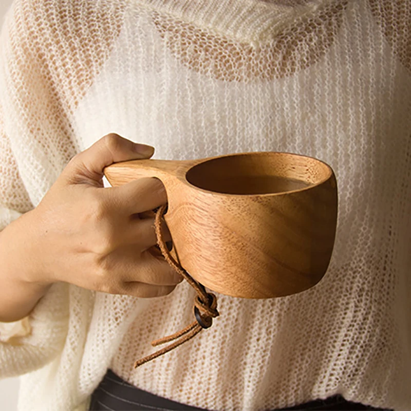 Чашка для кофе деревянная чашка чая молока напитков посуда ручной работы сок