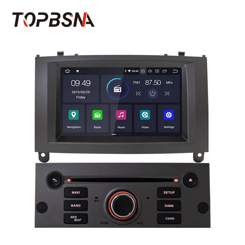 TOPBSNA Android 9,0 автомобильный dvd-плеер для peugeot 407 2004-2010 wifi автомобильный мультимедийный плеер 1 Din gps Navi Радио автомобильный стерео