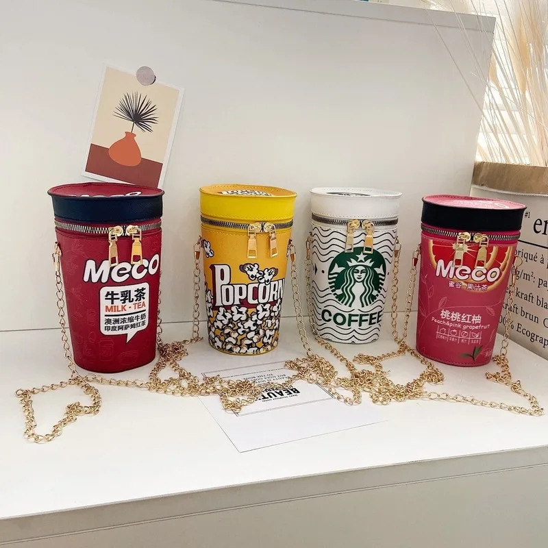 Сумки на плечо в форме бутылки с попкорном сумка-мессенджер цилиндра для женщин