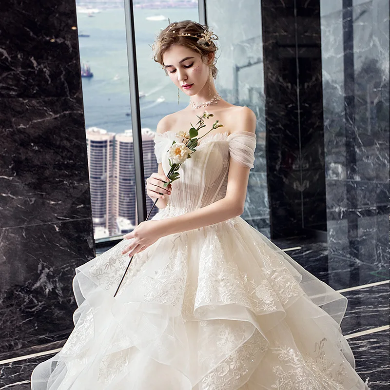 Свадебное платье Новинка 2021 года Mrs Win Элегантное роскошное бальное с вырезом