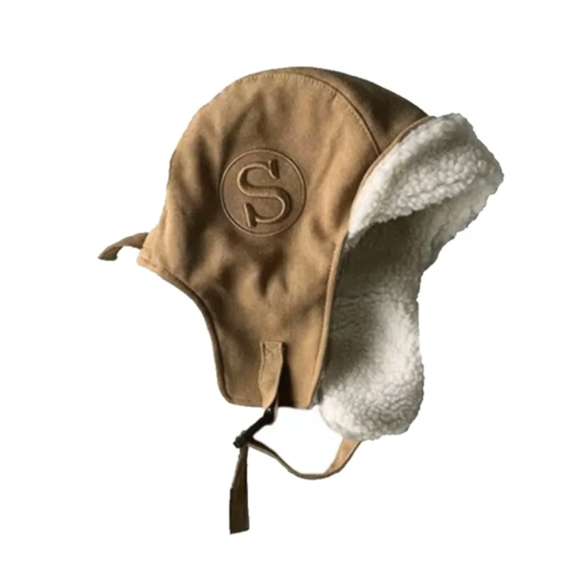 

Корейская Милая утолщенная уличная теплая шапка с ушами Женская замшевая ветрозащитная Мужская кашемировая шапка-бомбер на осень и зиму