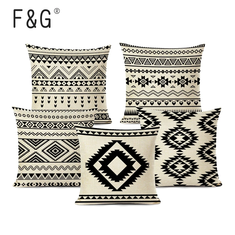 Retro High Quality ethnic Geometry Cushion Cover Throw Pillow Cutton Linen Car Sofa Bed Home Decor Textile Printed Pillowcase