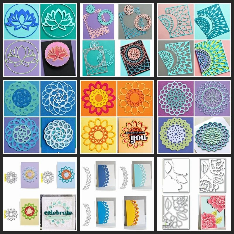 

3PCS/Set Lotus Lace Wreath Corner Edge Frame Metal Cutting Dies For DIY Scrapbooking Album Making Template 2020 New #15