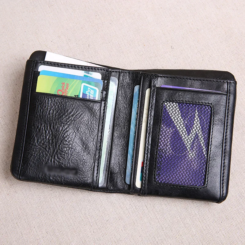 Мужской короткий кожаный кошелек AETOO маленький ручной работы в стиле ретро зажим