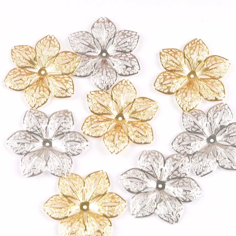 10 шт полые цветочные Металлические ремесла филигранные обертывания соединители