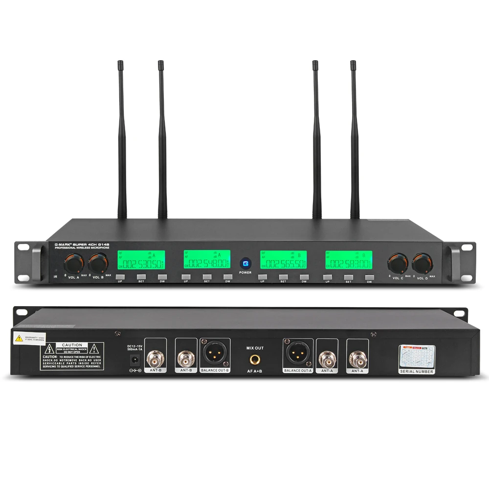 G-MARK super G14S Беспроводная микрофонная система UHF 4 ручные микрофоны все металлические частоты на выбор 150 м караоке система для сцены