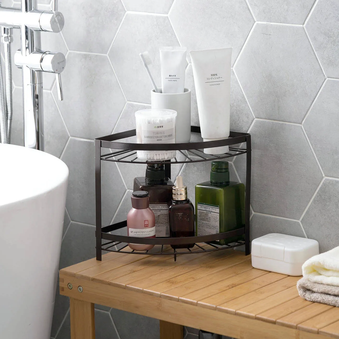 Высококачественная железная полка для ванной комнаты Настольный стеллаж