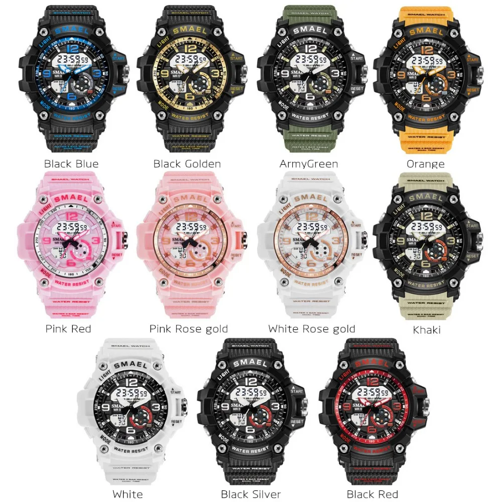 

SMAEL Women Sport Digital Watch Electronic Quartz Dual Core Display LED Waterproof Watches Casual Student WristWatch Girl Clock