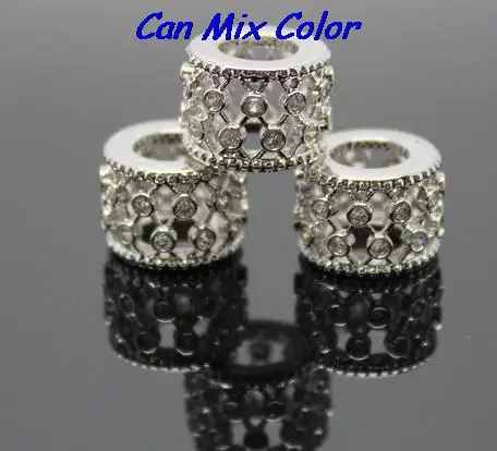 

er34ping micro pave spacer Top Luxury European Hollow Flower Zircon Beads Big Hole Beads Fit European Style Bracelets