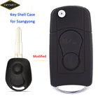 Корпус для ключей DIYKEY, 2 кнопки, складной, чехол для дистанционного ключа от машины, для SsangYong Actyon Kyron Rexton