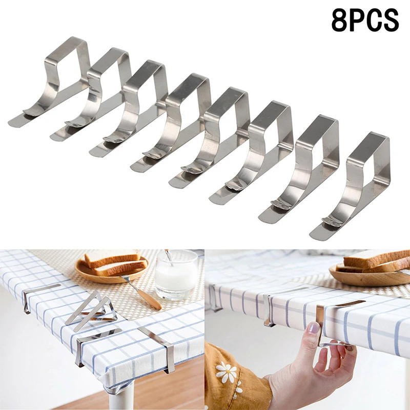 

Adjustable Stainless Steel Tablecloth Clip Kitchen Home Dining Tablecloth Clip Multi-function Tables Useful Clips Holder