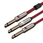 Моно-штекер TS 14 дюйма, разъем 6,35 мм, двойной аудиокабель 14 дюйма, микшер, звуковая консоль, усилитель гитары, разветвитель, экранированные Y-образные шнуры