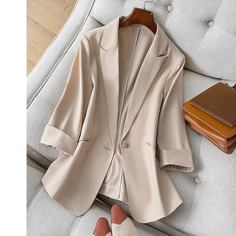 

2021 Fashion Split Casual Black Suit Thin Small Suit Jacket Female Large Size Spring and Summer New Korean Version of High-end