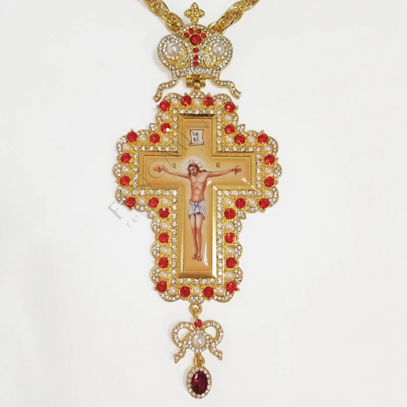 Православное нагрудное ожерелье с крестом позолоченное ювелирное изделие